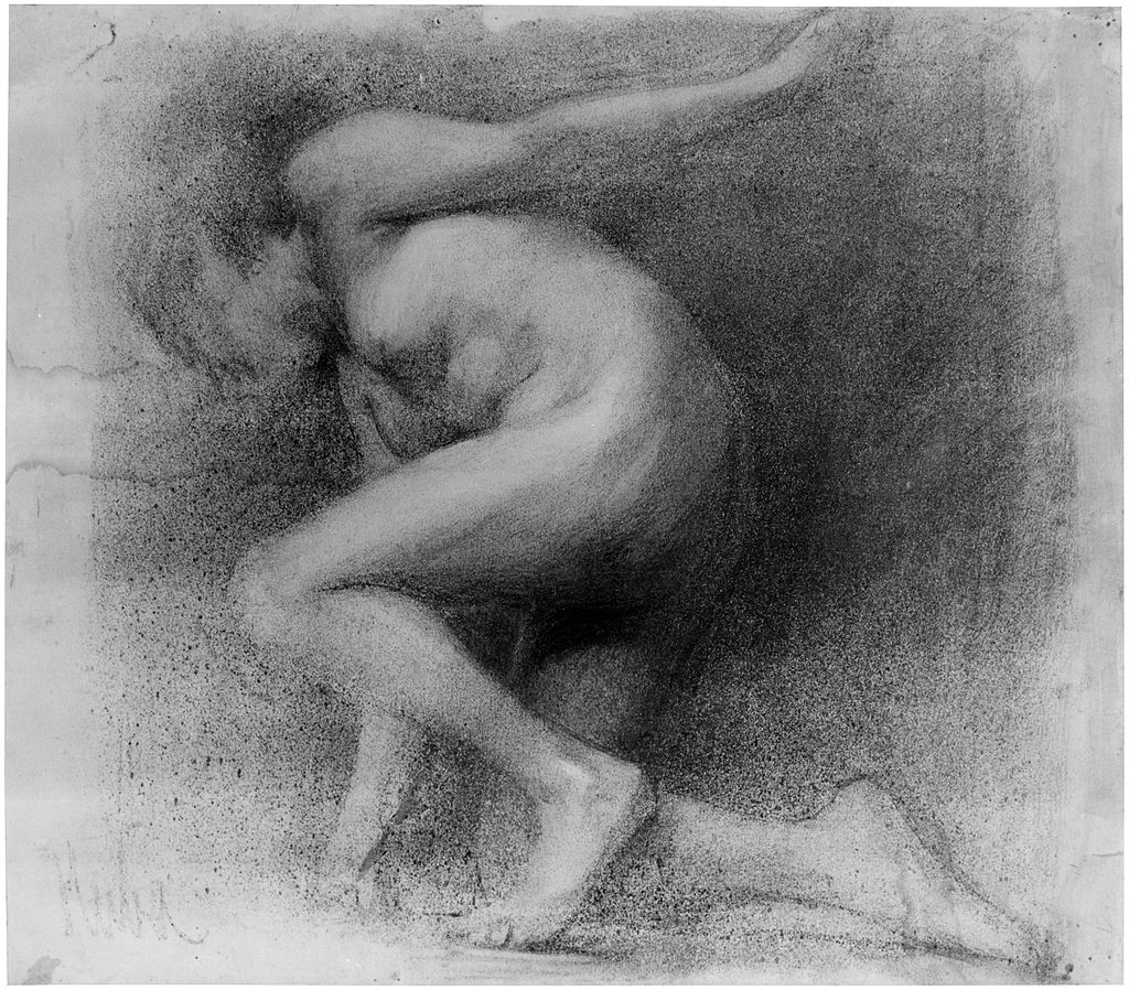 Donna nuda in ginocchio